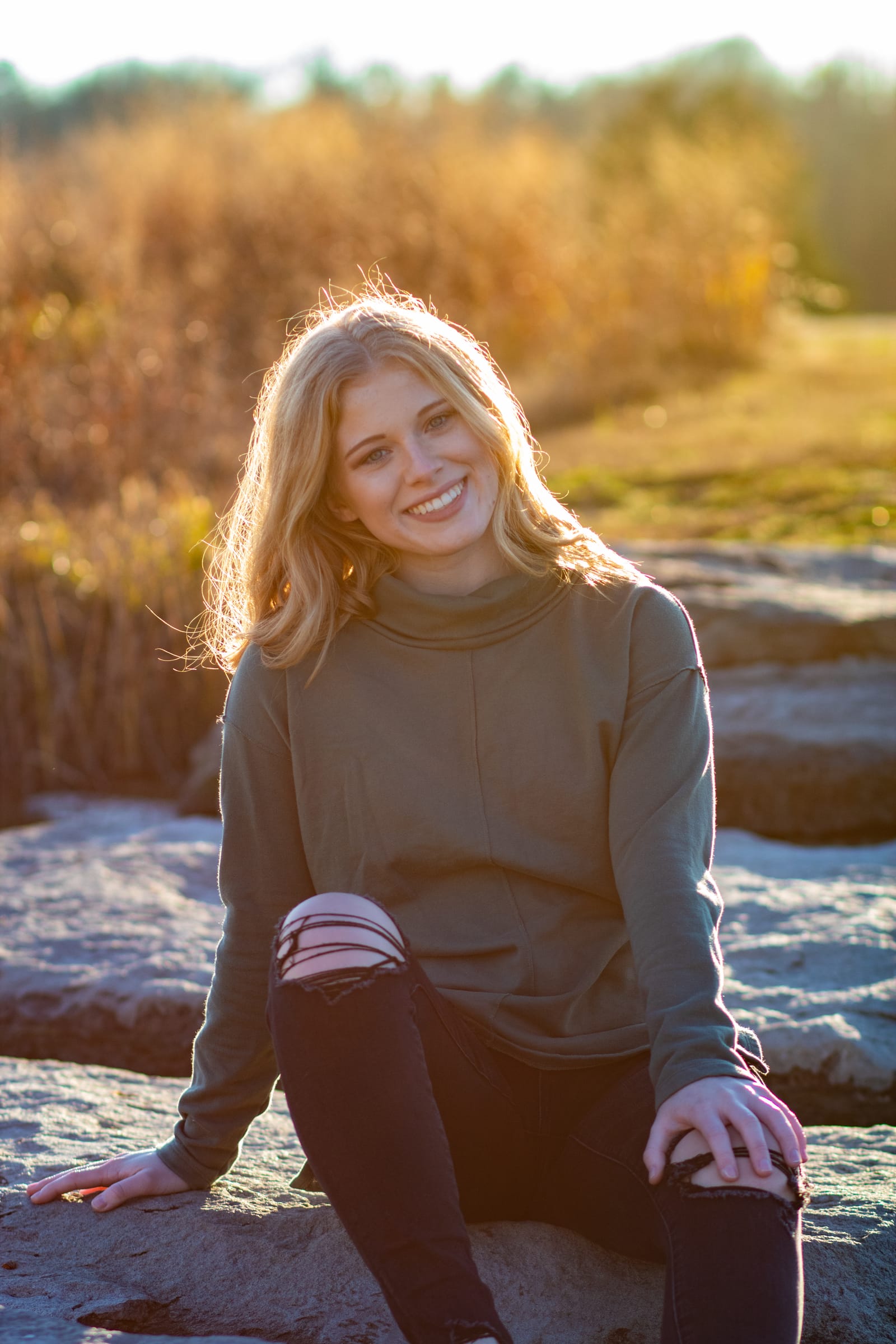 Young woman portrait in golden hour